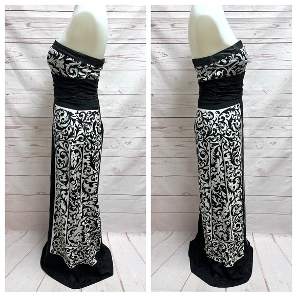 Nicole Miller Collection Elegant Silk Damask Floral Gown Maxi Dress - Picture 13 of 13